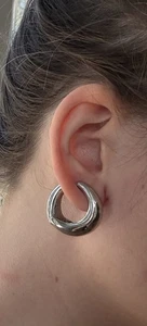 Vintage Tortolani Silver Toned Huggie Earrings - Picture 1 of 6