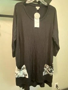 NEW ZIM & ZOE Plus Size 20 Jasper Pocket Tunic Top Black 3/4 Sleeve Stretch - Picture 1 of 7