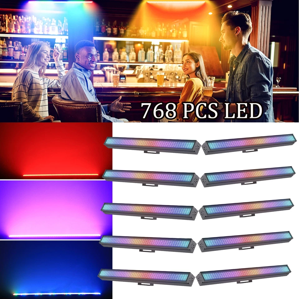 RGB Wall Wash Bar Light 768LED DMX Stage Color Mixing Strip Party DJ Disco Lamp - Image 1 of 4