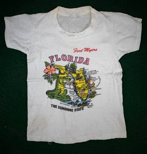 Vintage Kinder 50er 60er Florida Fort Myers Souvenir T-Shirt Alligator Fruit of the Loom - Bild 1 von 7