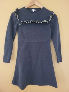 CREWCUTS By J.Crew Grey and Gold Dress Long Sleeve Sweater Dress Size 12 - Picture 1 of 6