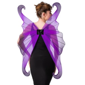 PURPLE FAIRY WINGS Dark Fancy Dress Halloween Deadly Fancy Dress Carnival Adult - Picture 1 of 4