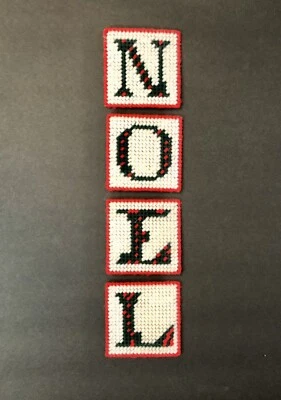 NOEL Canvas Letters Plastic Refrigerator Magnets Vintage Christmas Decor - Image 1 of 4