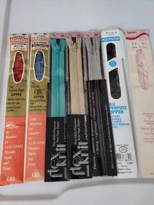 Vintage zipper Lot of 7 Talon Flex Knit JP Coates NOS Multi Colors Sizes b77/24 - Picture 1 of 3