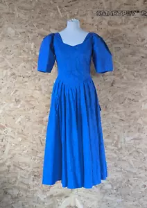 Vintage Laura Ashley Occasion Dress Back Frill Layer Blue Vtg 12 (more like 10) - Picture 1 of 16