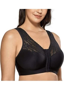 DELIMIRA Women's Front Closure Bras Racerback No Underwire Full Coverage 34E - Picture 1 of 4