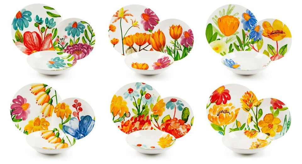 Excelsa Servizio Piatti 18 Pezzi Porcellana e ceramica Blooming 18 pz cod.67378 - Immagine 1 di 4