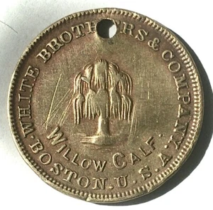 MERCHANT WHITE BROTHERS SHOE COMPANY BOSTON U.S.A.ADVERTIZING TOKEN WILLOW CALF - Picture 1 of 2
