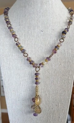 Collar de cadena amatista citrino tono cobre y oro vinculado Foto 1 de 4