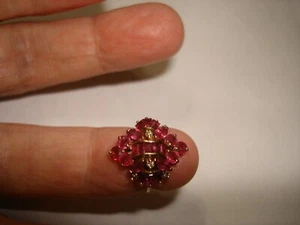 Vintage Sammlerstück 14k Gelbgold Rubin Rubine Diamant Cocktail Ring Größe 2 - Bild 1 von 7