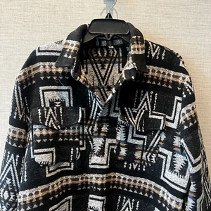 Mens Shacket Large Aztec Southwest Western Tribal Button Up Shirt Flannel Cowboy - Picture 1 of 8