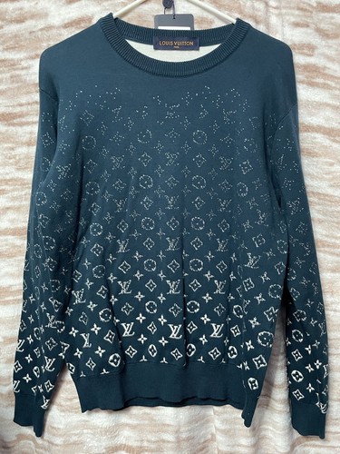 LOUIS VUITTON（LV） Felpa pullover Louis Vuitton blu monogramma degradata girocollo taglia XS