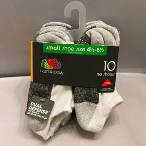 Fruit of the Loom Socks Boys Size 4.5-8.5 No Show White 10-Pack - Picture 1 of 12