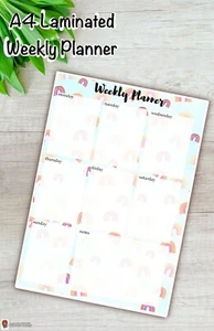 Handmade, A4, Weekly Planner, Laminated, Wipe clean, Patterned, rainbow - Picture 1 of 4