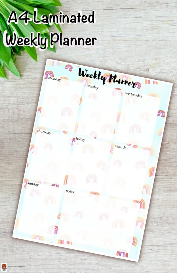 Handmade, A4, Weekly Planner, Laminated, Wipe clean, Patterned, rainbow - Image 1 of 4