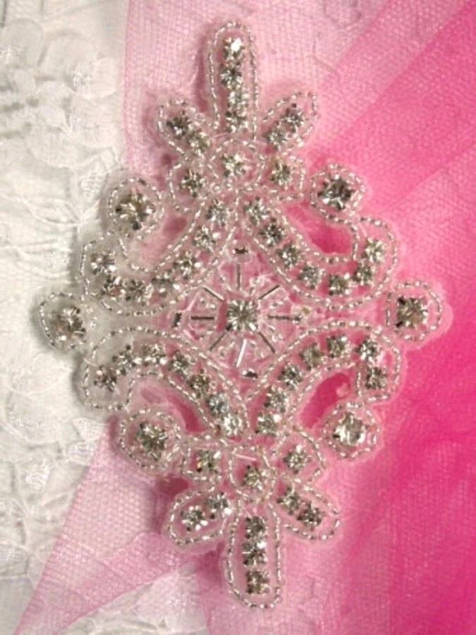 Нашивка со стразами аппликация кристалл серебро бисер свадебный пояс расходные материалы XR5 - Изображение 1 из 1