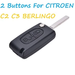 Replacement 2 button flip key case for Citroen C2 C3 Berlingo remote fob - Picture 1 of 7