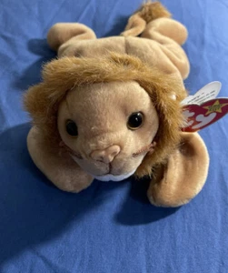 Peluche TY Beanie Baby Roary the Lion 1996 aprox 8,75" de largo - Imagen 1 de 1