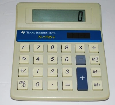 VINTAGE TEXAS INSTRUMENTS TI-1795+ DESKTOP SOLAR CALCULATOR - WORKS - Image 1 of 2
