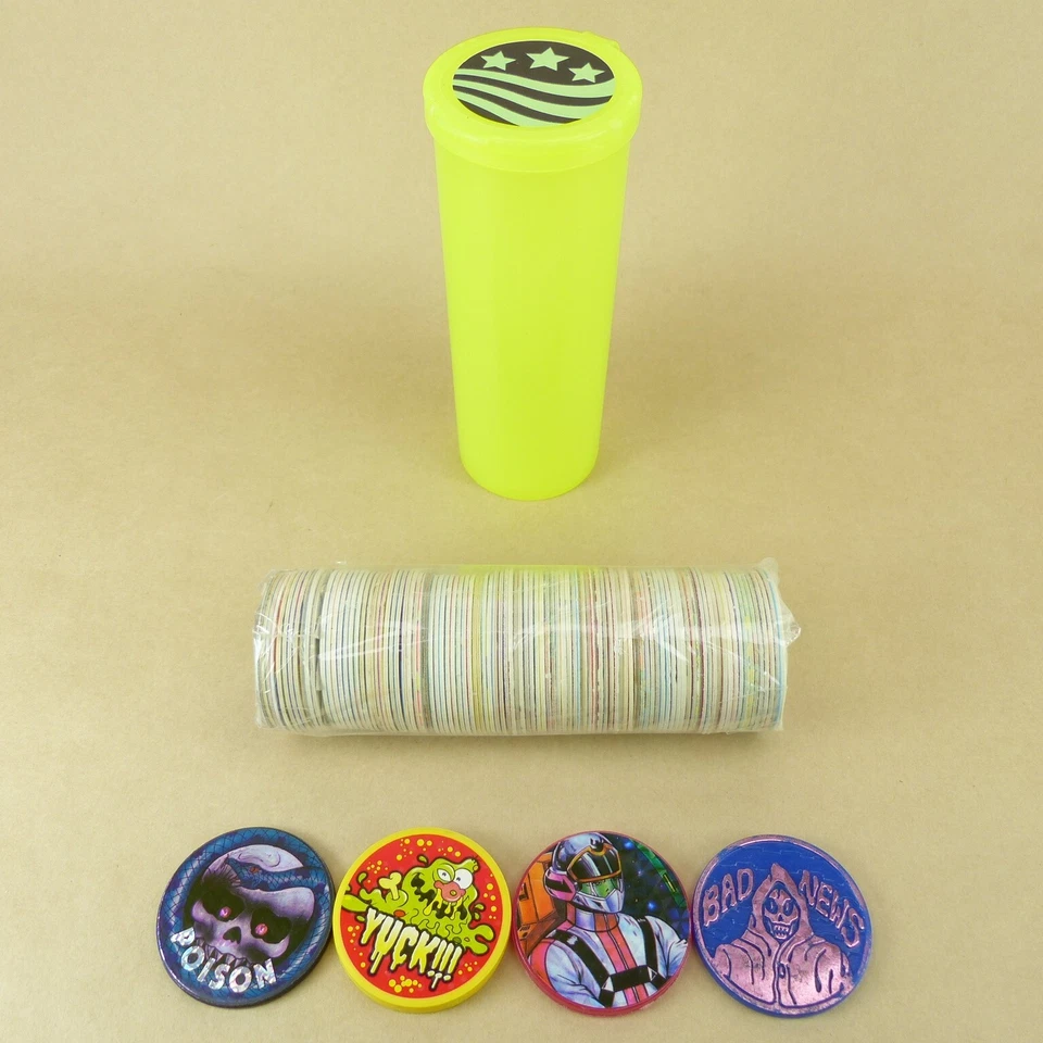 100 Pogs + 4 Slammers + Pog Tube 1990s Retro Nostalgia! Pog Game Ready To Play - Image 1 of 1