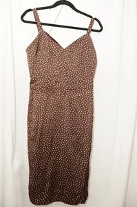 Arden B. Vestido para mujer grande L marrón blanco l l lunares correas de seda forradas - Imagen 1 de 9