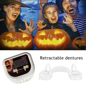 Retractable Vampire Teeth Cosplay Makeup Scary Fangs Dentures Teeth Halloween - Picture 1 of 13