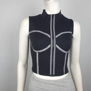Top corto Beginning Boutique talla 10 Hurricane negro cremallera reflectante NUEVO - Imagen 1 de 10