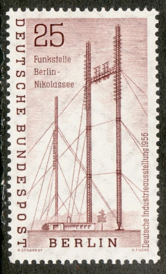 1956 Germany Sc #9N143 - Radio station, telecommunication - MNH stamp - Image 1 of 1
