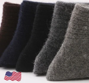 5 pares de calcetines Mongolia 100 % pura lana de cachemir calentador grueso media pantorrilla hombres mujeres - Imagen 1 de 7