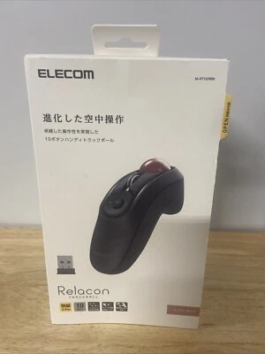 ELECOM M-RT1DRBK Wireless Mouse Trackball Handy Type Relacon Black new F/S - Image 1 of 4