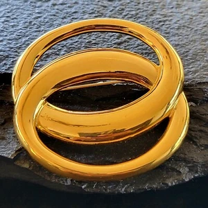 Monet Double Circles Infinity Brooch Pin Gold Tone Signed - Picture 1 of 5