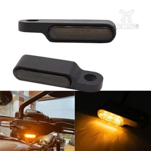 2X Mini LED Motorcycle Turn Signal Indicator Amber Blinker Light Lamp Black US - Picture 1 of 12