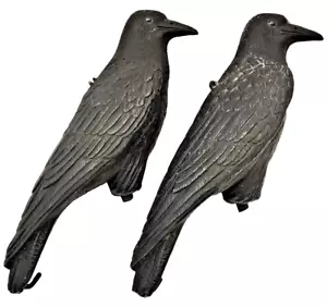 Vintage Blow Mold Pair of Black Decoy Crows/Ravens Made in Italy Sport Plast 16" - Picture 1 of 15