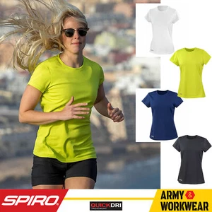 Spiro Ladies Quick Dry Short Sleeve T-Shirt Tee Sports Running Wicking Wick Top - Picture 1 of 7