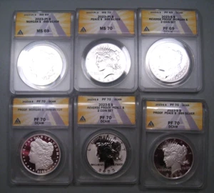 2023-S Silver Peace/ Morgan 6 Coin Set ANACS PF/MS 69/70. #46 - Picture 1 of 15