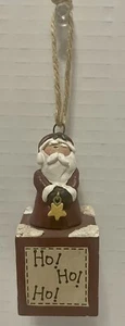 Vintage Santa Claus "HO HO HO" Toy Block Christmas Statue Ornament 3.25” High - Picture 1 of 4