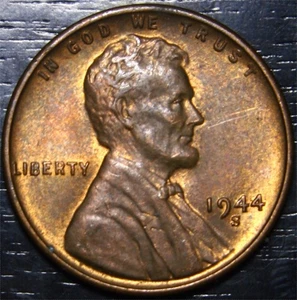 1944 S Lincoln Wheat Penny 1c US Münze San Francisco Mint vz - Bild 1 von 2