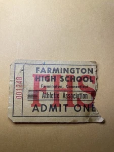 Farmington High School CT Biglietto Vintage Stub Athletic Assoc Ammetti uno - Foto 1 di 2