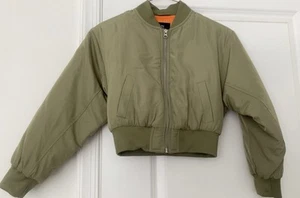 New Art Class Green Orange Cropped Jacket Medium Bomber Coat Girls Kids NWT - Picture 1 of 7