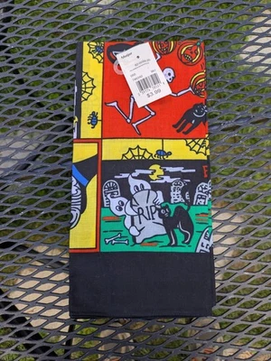 De Colección Años 90 NUEVO Pañuelo Halloween RN13960 Algodón Colorido Bruja Negro Gato Esqueleto Foto 1 de 4