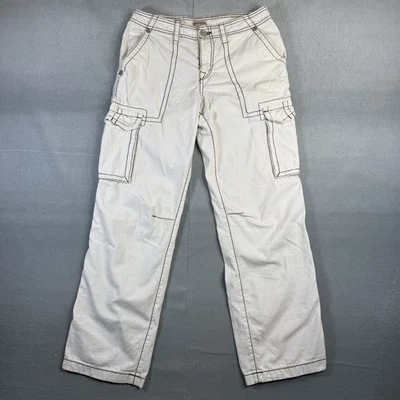 True Religion Cargo Pants Womens 27 White w/ Contrast Stitch & Pocket Flaps Y2K - Image 1 of 4