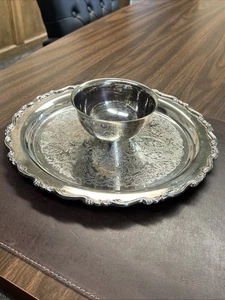 VTG Oneida Silver Plated One Piece Chip/Dip Georgian Scroll Collection 12.5” - Picture 1 of 24