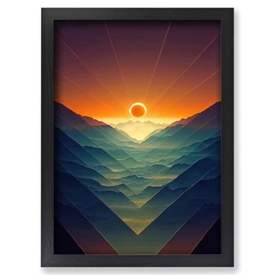 Framed The Daring Abstract Sunset Wall Art Canvas Print Poster Picture, Decor - Image 1 of 4