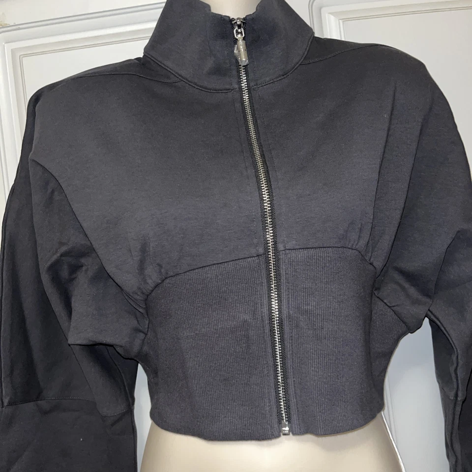 TI Dream Maker Los Angeles  Gray Cropped Jacket Shoulder Pads Sz L Streetwear - Image 1 of 4