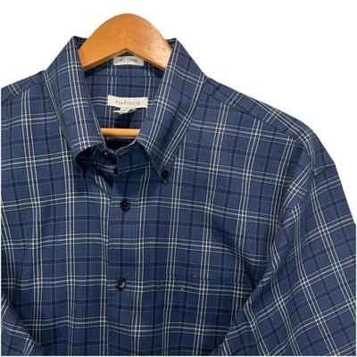 Van Heusen Men's Regular Fit Dress Shirt Large 16-16.5 Blue Plaid  MadrasNo Iron - Image 1 of 4
