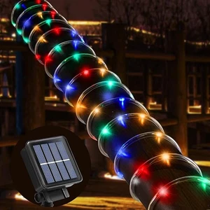 50LED Solar Lichterkette Lichterröhre Außen Wasserdicht Garten Deko Lichter Streifen - Bild 1 von 11