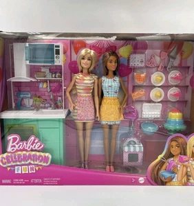 Barbie ~ Divertido Juego Celebración ~ Hornear y Cocina con Muñecas CAJA DAÑADA - Imagen 1 de 3