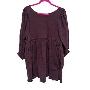 Vestido Babydoll Free People Mujer Pequeño Playa Get Obsesse Borgoña Manga Larga - Imagen 1 de 5