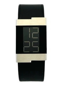Kenneth Cole KC1296 Digital LCD Slim Black Leather Strap Stainless Stee Watch - Picture 1 of 24