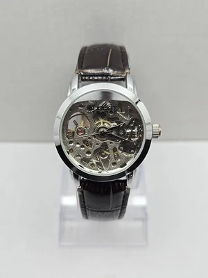 August Steiner AS8033SS Skeleton Automatic Self Winding Silver Tone Unisex Watch - Image 1 of 4